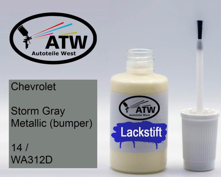 Chevrolet, Storm Gray Metallic (bumper), 14 / WA312D: 20ml Lackstift, von ATW Autoteile West.